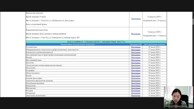 Консультация по проведению внутренних вступительных экзаменов в Бурятском госуниверситете