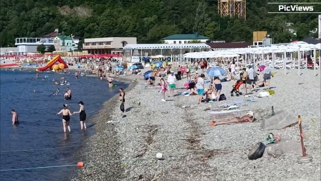 Небуг Туапсинский район сегодня 16 июля 2025. Обстановка на Центральном пляже , море и погода