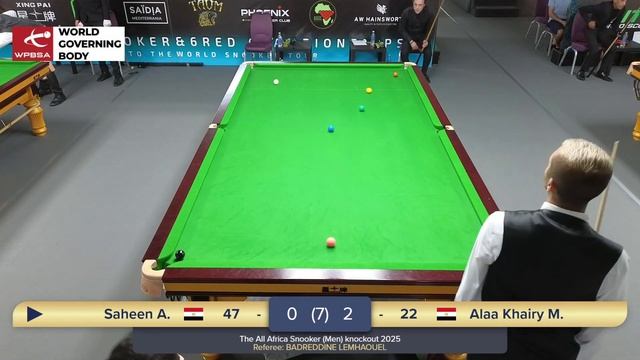 2025 06 29 The All Africa Snooker Men knockout 2025 Saheen Abdelrahman VS Alaa Khairy Mohamed