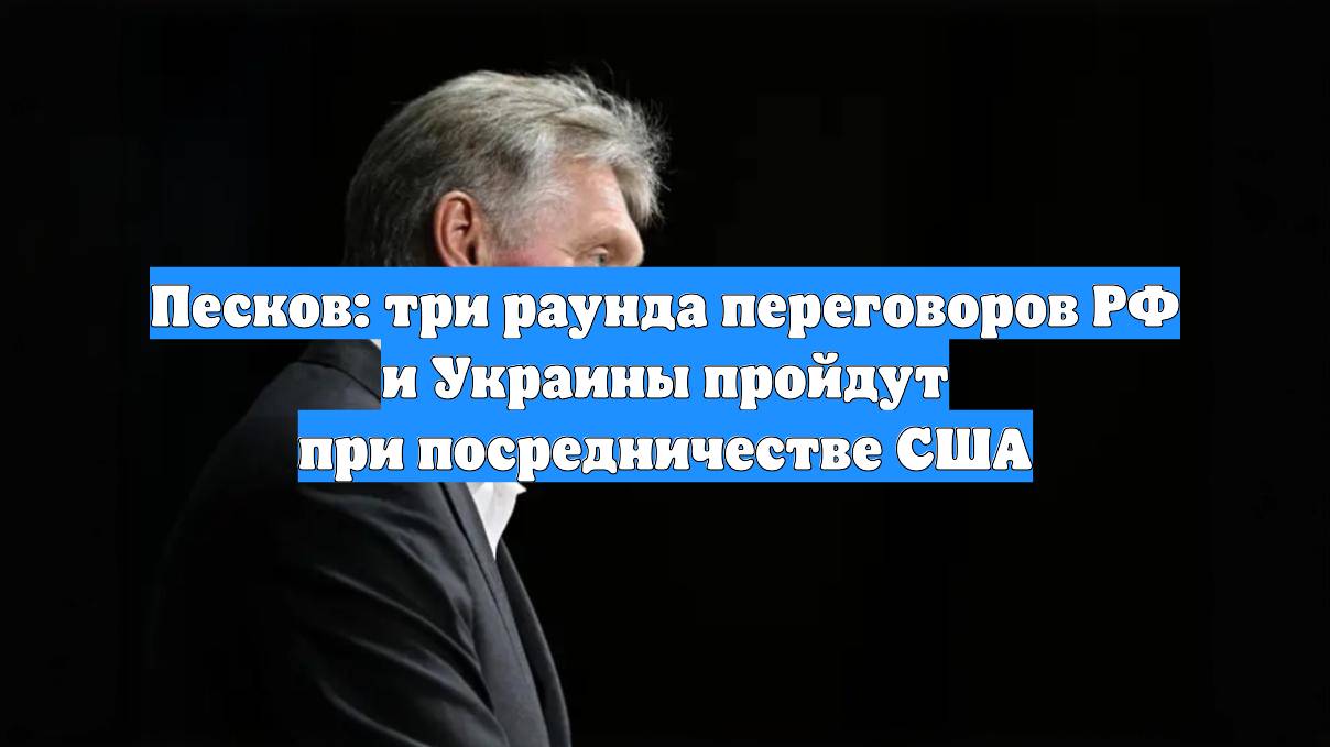 Песков: три раунда переговоров РФ и Украины пройдут при посредничестве США