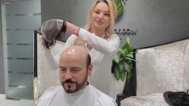 Мужская система волос на клею