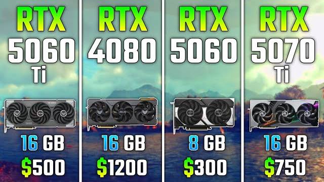 RTX 5060 Ti vs RTX 4080 vs RTX 5060 vs RTX 5070 Ti | Test in 7 Games