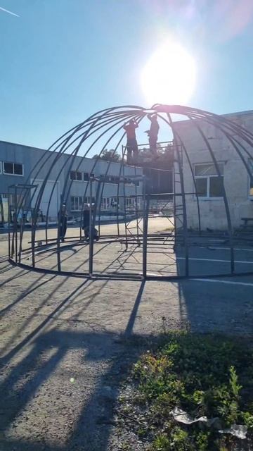 Купол 10м для ресторана (контрольная сборка) #куполурал #купольнаябеседка