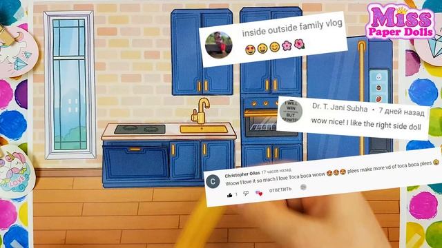 Paper Dolls  Dollhouse TOCA BOCA KITCHEN From Paper Diy Handmade / Miss Paper Dolls