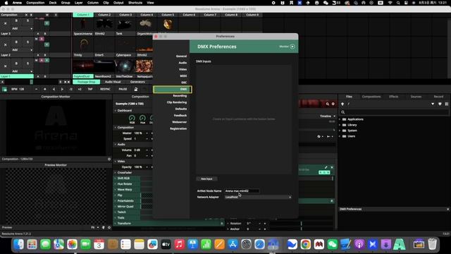 Resolume Arena: подключение к Artnet-узлу Pknight CR011R