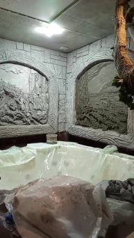 оформление бани декор стен арт бетон мастерская Наталья Гонт. #сказочнаямастерскаяколесникова #дача