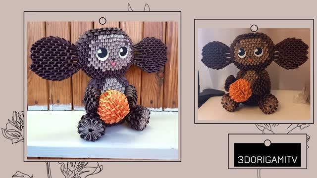 Модульное оригами Чебурашка видео-урок l 3d origami Cheburashka tutorial l origami 3d tutorial
