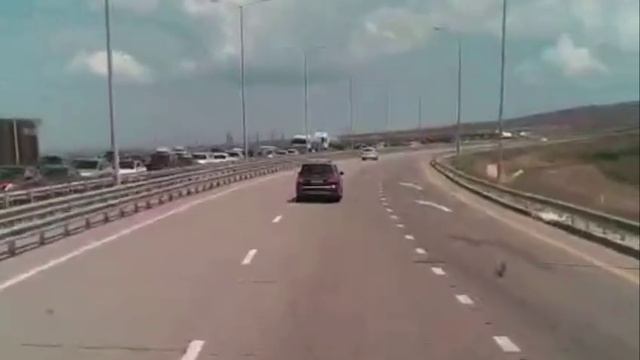 Пробка на Крымском мосту: в ожидании — 1027 машин.
Со стороны Тамани — 912 авто