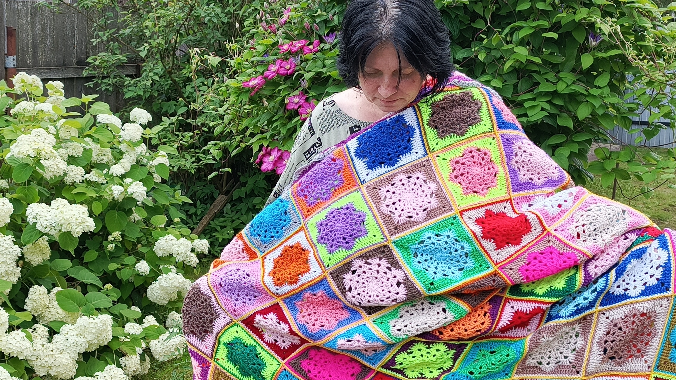 20-07-2025.Обзор готовой работы.Плед мотивами 🧶🧶🧶