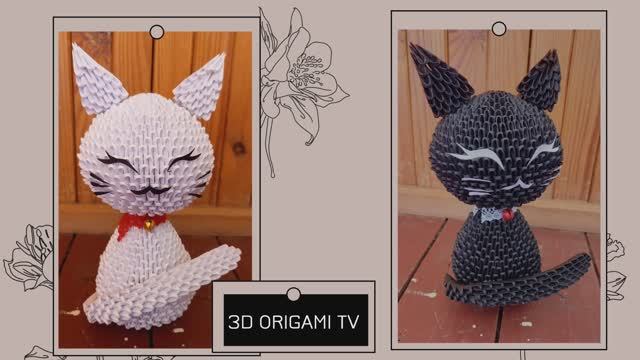 3D Origami Cat Tutorial part 1 ✧ Модульное оригами кот , кошка часть 1