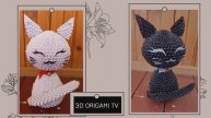 3D Origami Cat Tutorial part 1 ✧ Модульное оригами кот , кошка часть 1