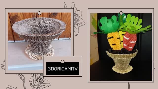 tutorial on 3d origami flower pot l модульное оригами цветочный горшок