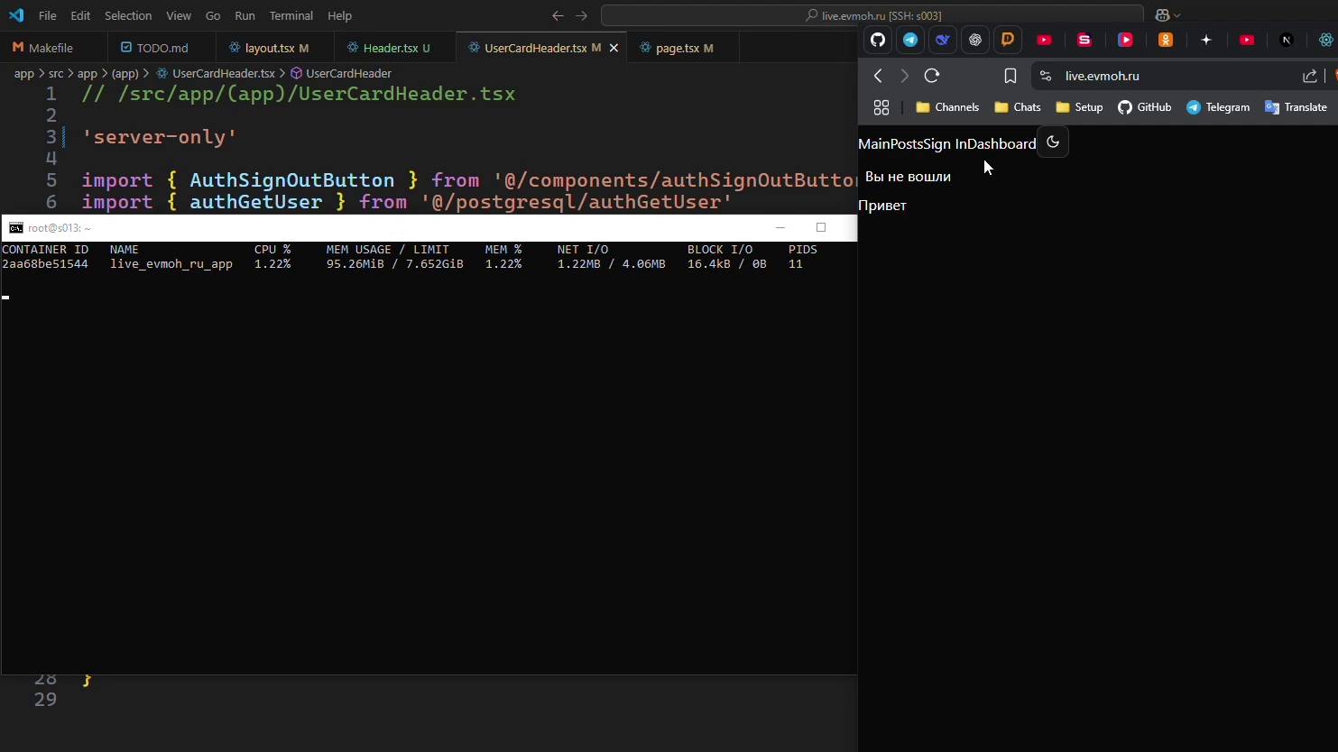 Next JS 15 + PostgreSQL = больше часа делаем кнопку ВЫХОД из профиля.