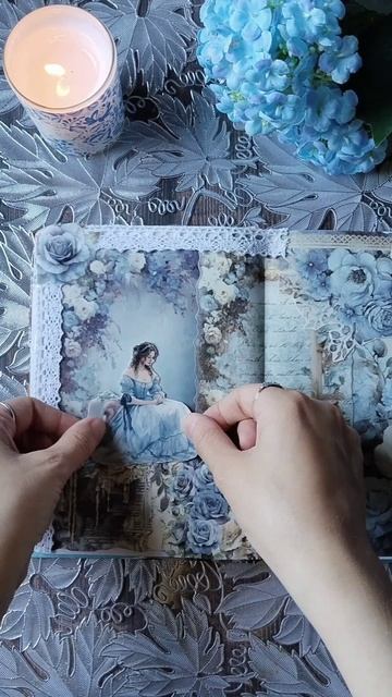 «Вечер в саду роз»🌹🩵🪽 #скрапбукинг #цветы #розы #винтаж #эстетика #красота