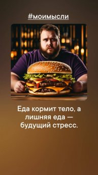 Еда кормит тело, а лишняя еда- будущий стресс.