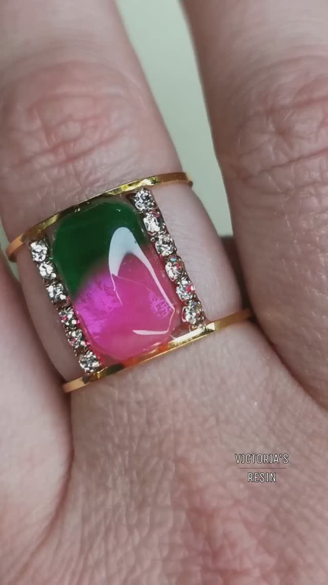 Кольцо арбузный турмалин