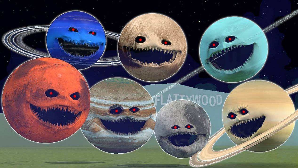 Марс просыпается против нептуна, плутона, урана, сатурна и юпитера