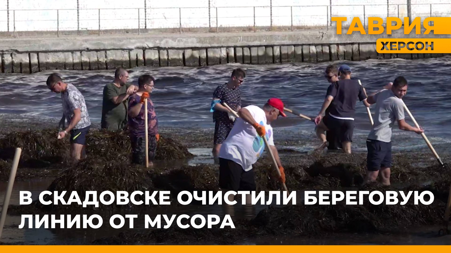 В Скадовске очистили береговую линию от мусора