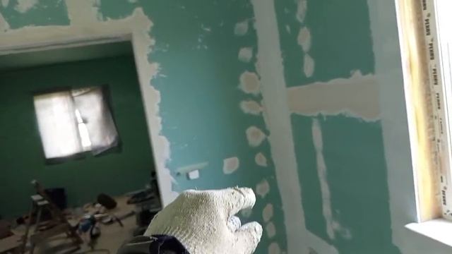 Внутренняя отдела стен из ГКЛ (шпаклёвка и окраска)