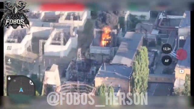Удар оптоволоконным FPV-дроном по подстанции в Херсоне 💥🇷🇺👊