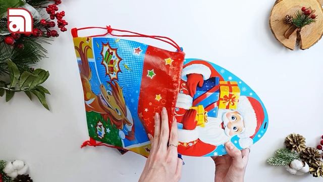 Подарочный рюкзачок ПОП-АРТ 1800 гр, 28х34см. новогодняя упаковка для детских подарков