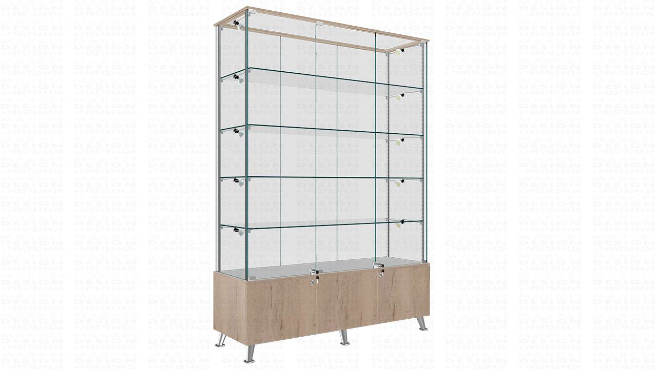 Витрина застекленная на тумбе накопителе