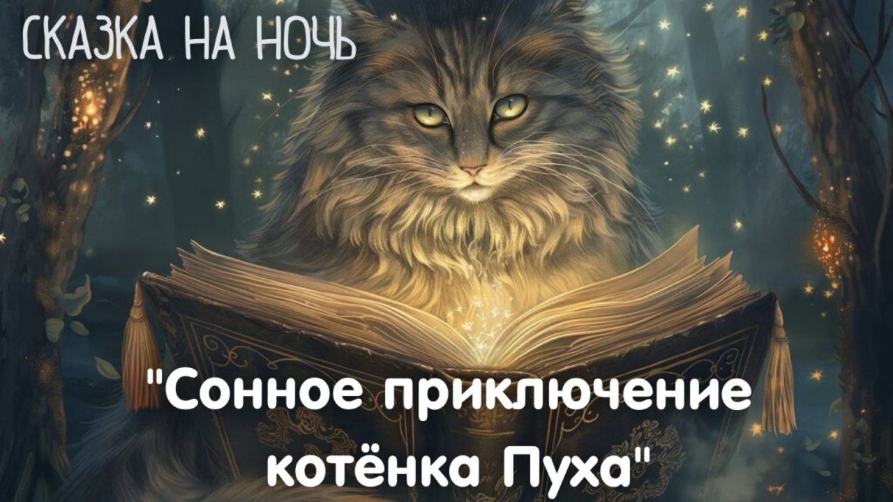 🌙 Сказка на ночь "Сонное приключение котёнка Пуха" | Уютная история для сладких снов 🐾✨