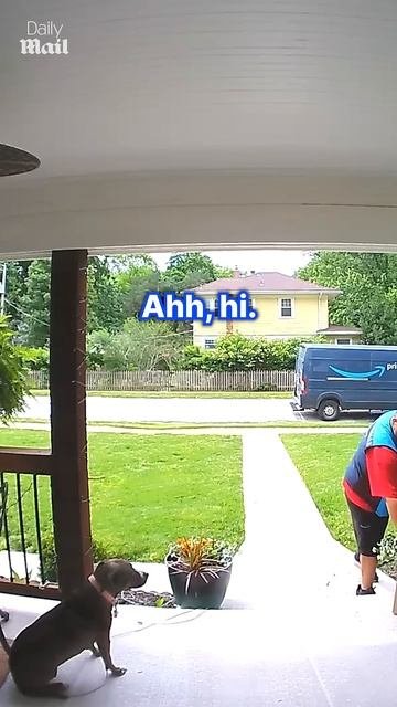Nervous Amazon Driver Overcomes His Fear Of Dog On Porch