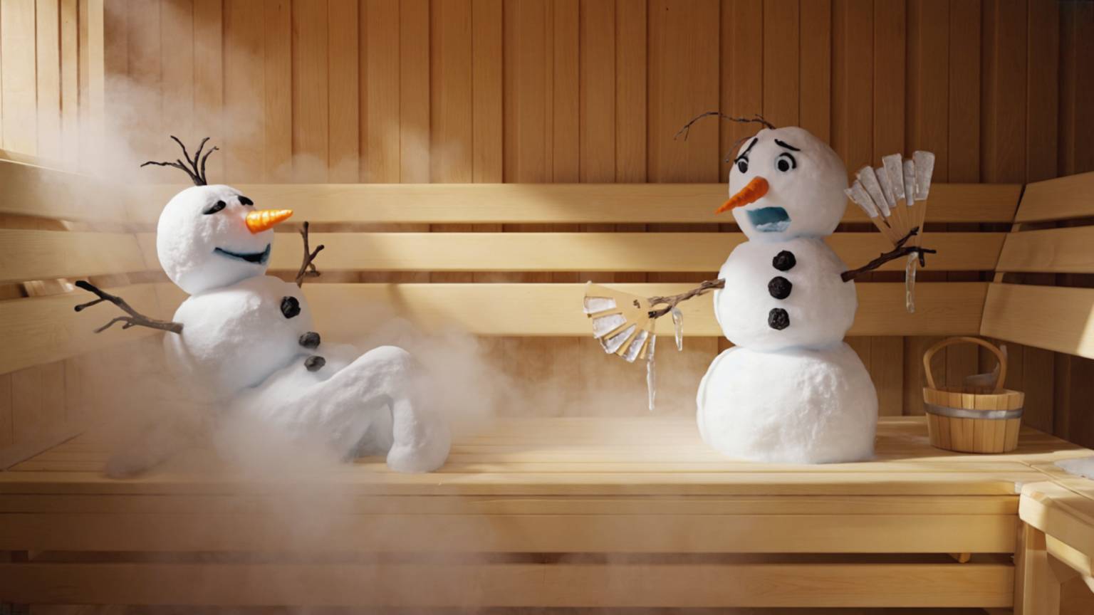 Снеговики в бане. Спор