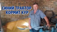 СИНИЙ МИНИ ТРАКТОР помогает перевозит кукурузу для кур. Сделал помощника своими руками