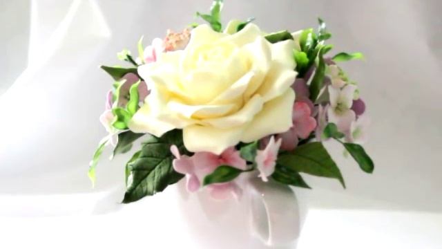 Лепка из полимерной глины. Пример работы. Цветы в кружке