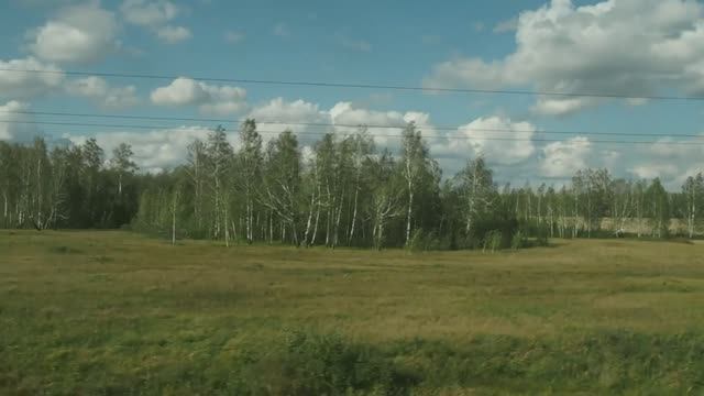 Барабинск - Омск, вид из окна поезда (Транссибирская магистраль).