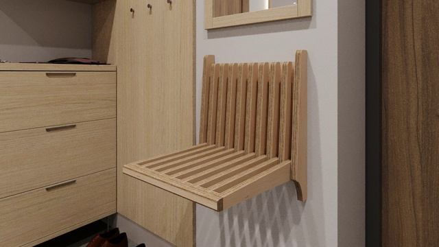 Стул складной настенный в прихожую, в ванную, для кухни бежевый АзбукаДекор