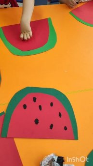 Аппликация для малышей "Сочный арбуз" 🍉🍉🍉
