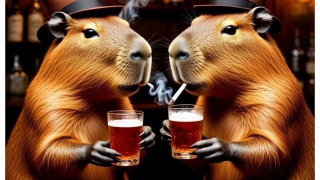 Копибары у бара