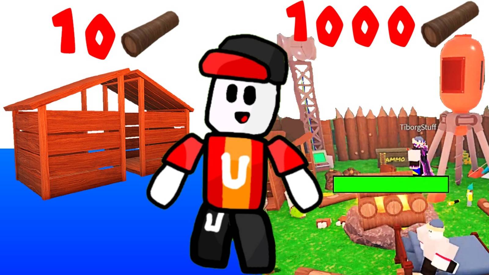 База из 10 100 1000 Ресурсов в 99 Ночей в Лесу Роблокс Roblox