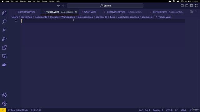 6. Creating Helm chart for Accounts microservice