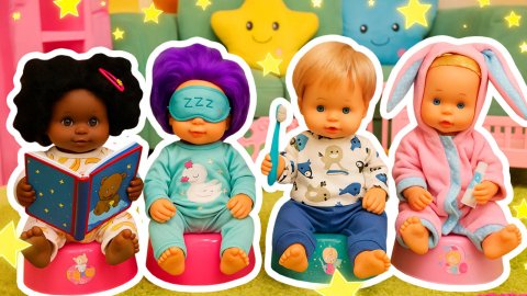 Пора СПАТЬ! Пупсы надевают пижамы и выбирают любимую игрушку!