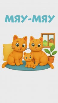 Ещё один день на ферме! Мама – кошка, папа – кот. А малыш – котёнок!