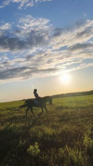 Даша и Наоми, рысь в поле.