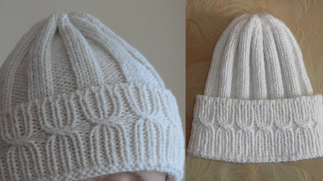 ВЯЗАНАЯ ШАПКА СПИЦАМИ С ОТВОРОТОМ. ФАБРИЧНЫЙ НАБОР ПЕТЕЛЬ. ПОДРОБНЫЙ ПОПЕТЕЛЬНЫЙ МАСТЕР-КЛАСС