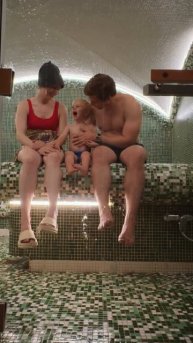 С сыном в хаммаме! Ему понравилось)