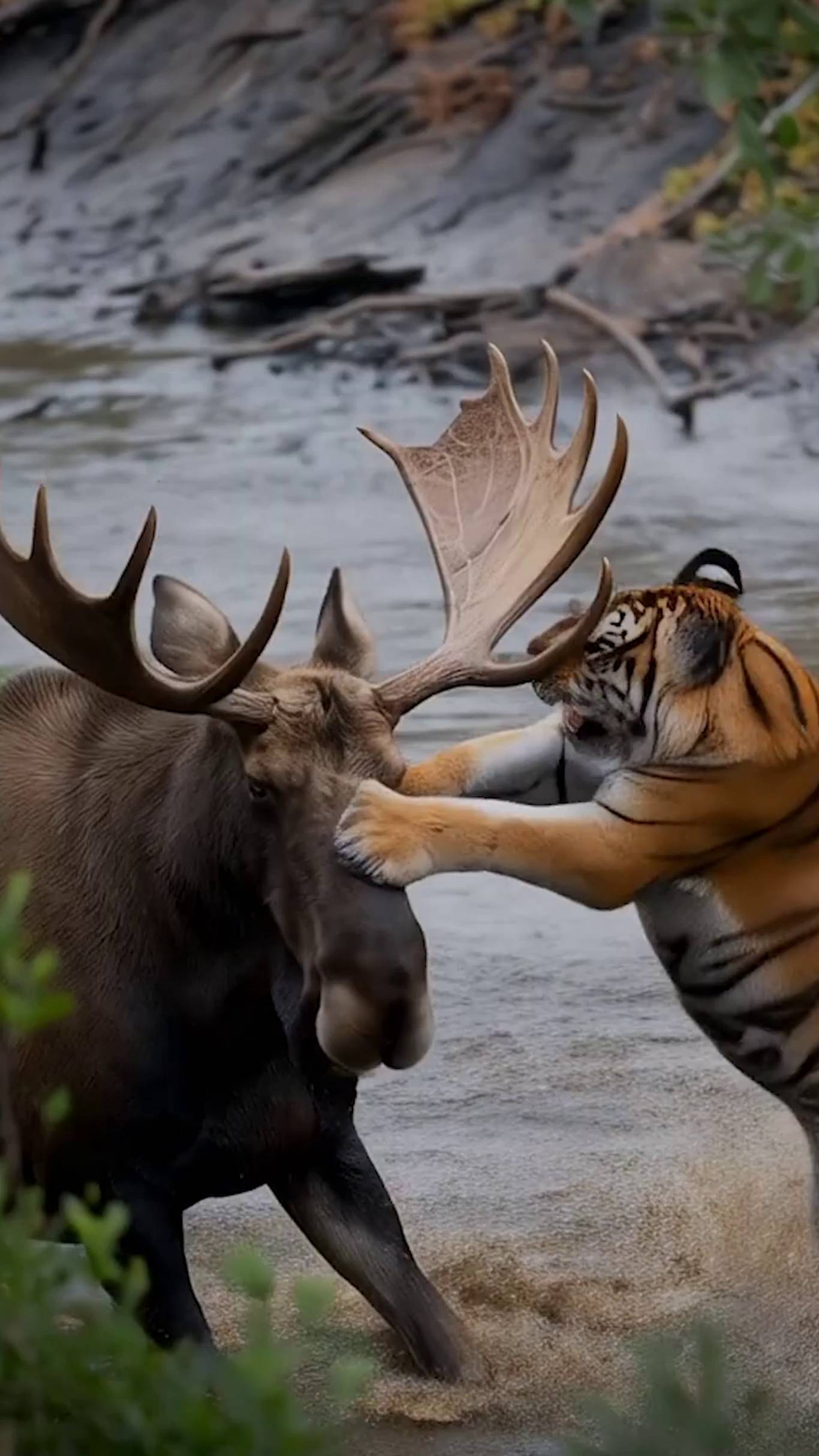 Схватка лося с тигром (ai)