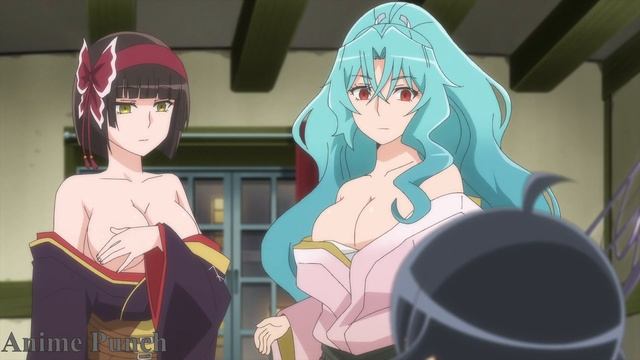 Мио и Томоэ против Макото в одной постели | Аниме Лунное путешествие в другой мир