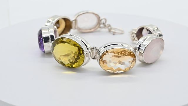 Браслет С925 с самоцветами, 18-20см, 41,4г Арт: с508016