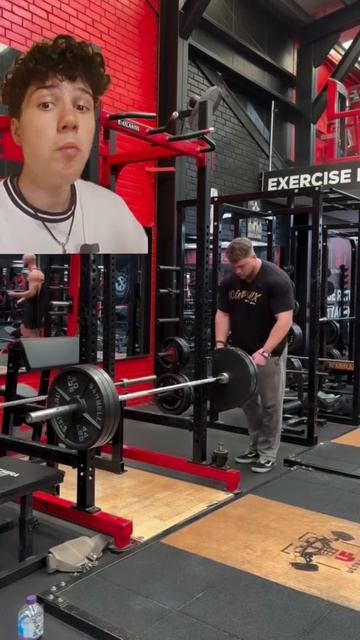 Тяга штанги 220 кг к поясу с читингом на 10 раз