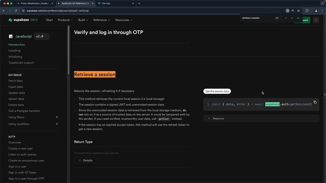 09 - Retrieve the Auth Session using Supabase Client