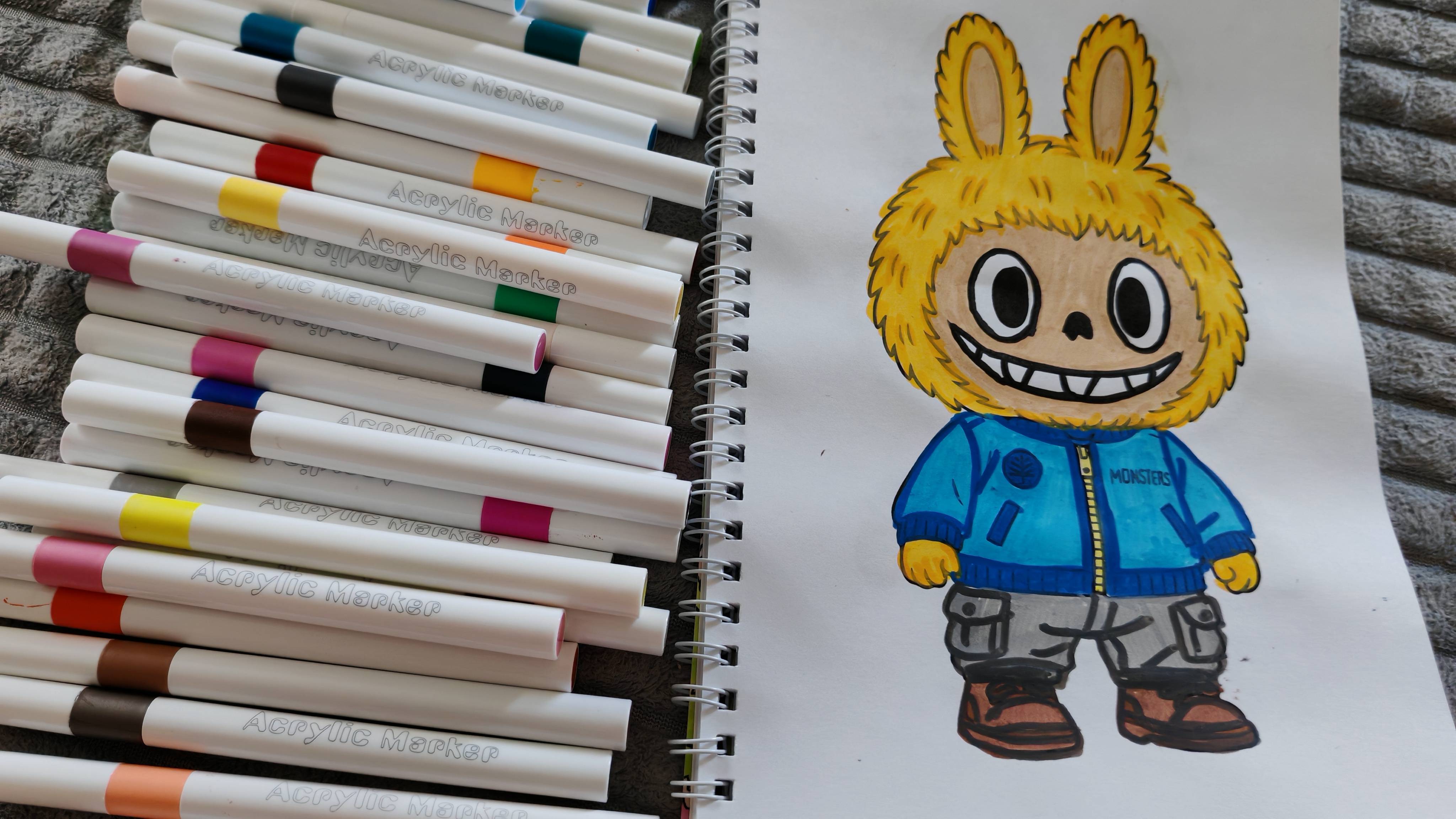 Раскрашиваю лабубу акриловыми маркерами, labubu для детей