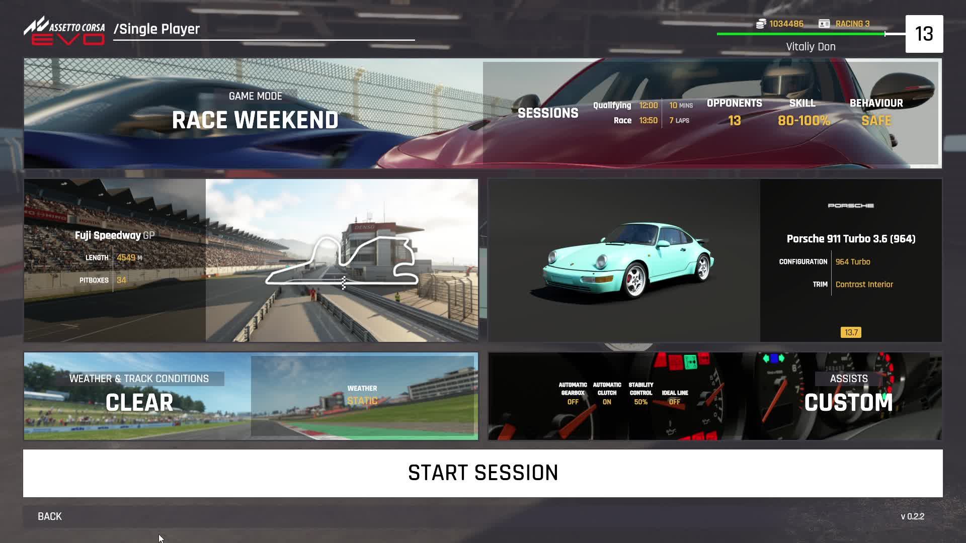 Assetto Corsa EVO. Гонка Porsche 911 на трассе Fuji Speedway.