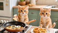Котики и луковые колечки